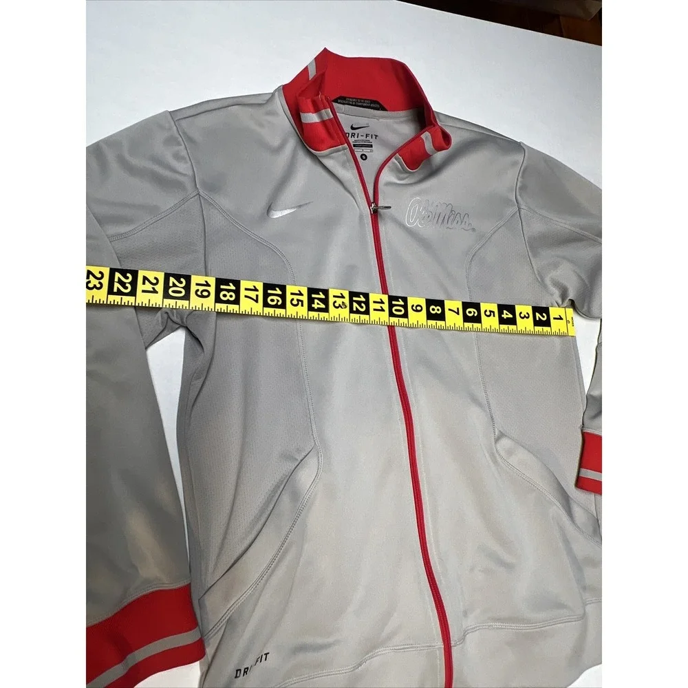 Nike Dri-Fit Ole Miss Full Zip Athletic Jacket Men's Adult SZ SM Gray/Red